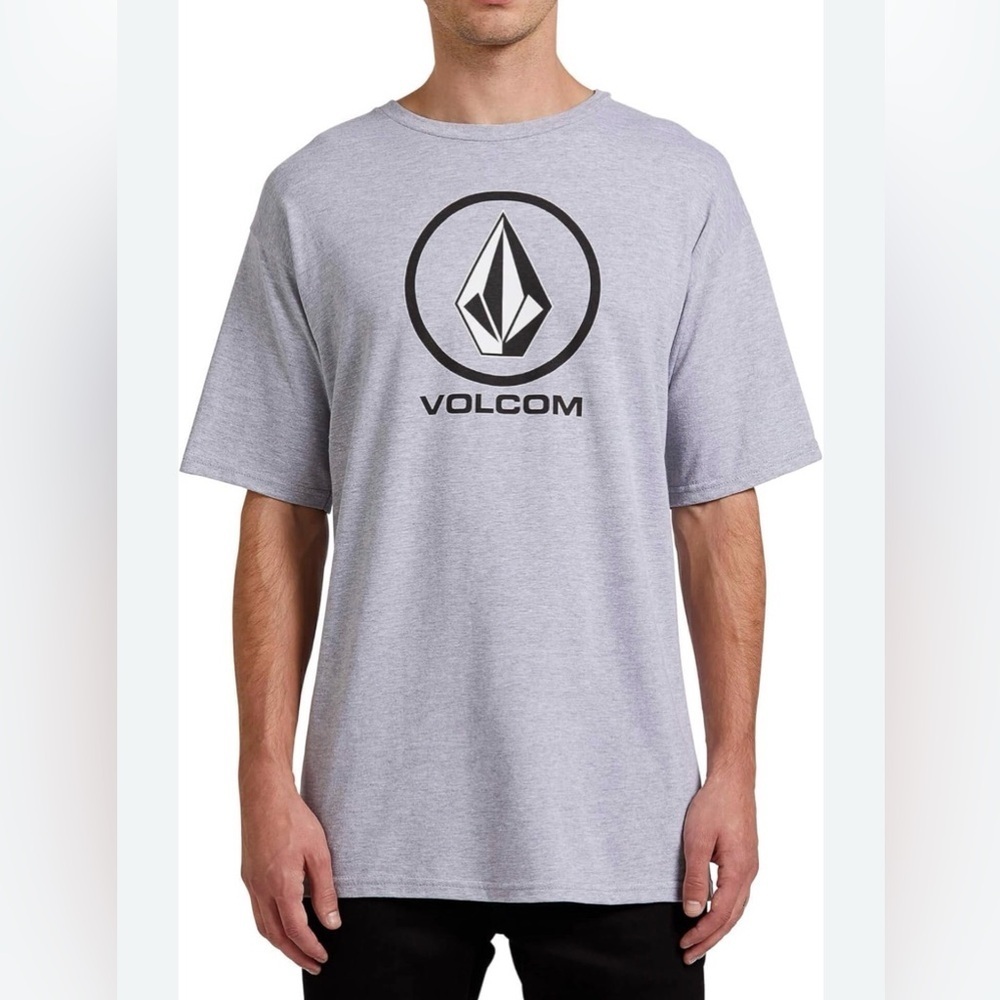 NWT Volcom Crisp Stone Men's Light Blue Logo Tee Shirt Extra Large XL Surf Skate